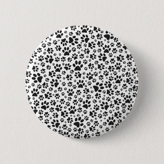 Dog Paws Black and White Polka Dot Button (Vorderseite)
