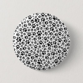Dog Paws Black and White Polka Dot Button