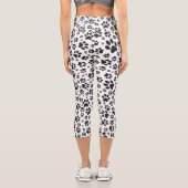 Dog Paws Black and White Polka Dot Capri Leggings (Rückseite)