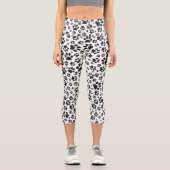 Dog Paws Black and White Polka Dot Capri Leggings (Vorderseite)