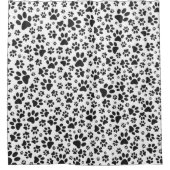 Dog Paws Black and White Polka Dot Duschvorhang (Vorderseite)