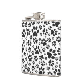 Dog Paws Black and White Polka Dot Flachmann (Links)