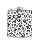 Dog Paws Black and White Polka Dot Flachmann (Vorderseite)