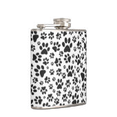 Dog Paws Black and White Polka Dot Flachmann (Rechts)