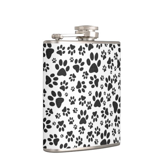 Dog Paws Black and White Polka Dot Flachmann (Rechts)