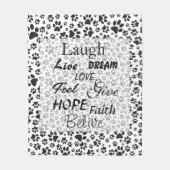 Dog Paws Black and White Polka Dot Fleece Blanket (Vorderseite)