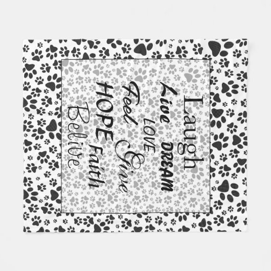 Dog Paws Black and White Polka Dot Fleece Blanket (Vorderseite (Horizontal))