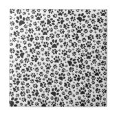 Dog Paws Black and White Polka Dot Fliese (Vorderseite)