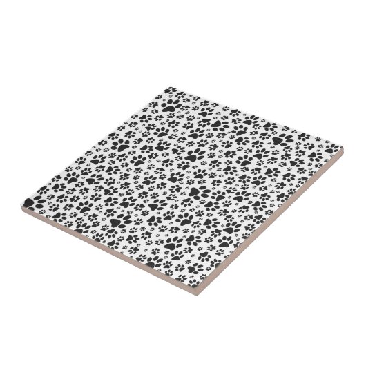 Dog Paws Black and White Polka Dot Fliese (Seite)