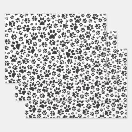 Dog Paws Black and White Polka Dot Geschenkpapier Set