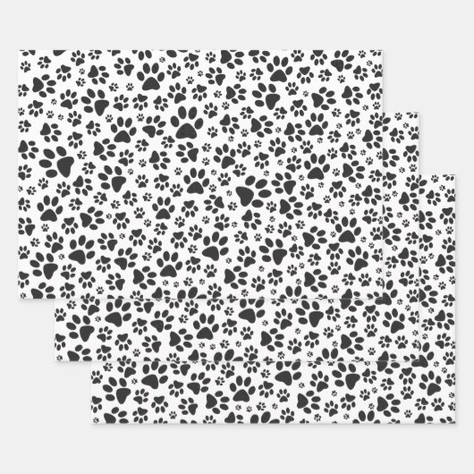 Dog Paws Black and White Polka Dot Geschenkpapier Set (Set)