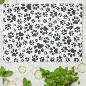 Dog Paws Black and White Polka Dot Geschirrtuch (Gefaltet)