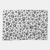 Dog Paws Black and White Polka Dot Geschirrtuch (Horizontal)