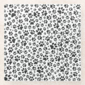 Dog Paws Black and White Polka Dot Glasuntersetzer (Vorderseite)