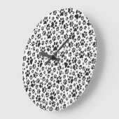 Dog Paws Black and White Polka Dot Große Wanduhr (Winkel)