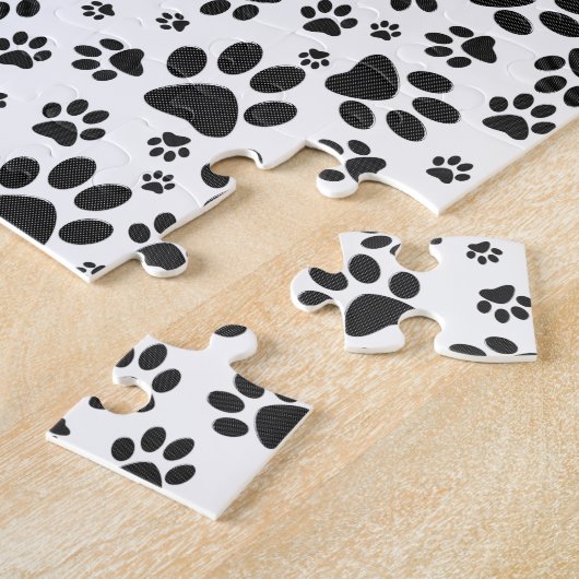 Dog Paws Black and White Polka Dot Jigsaw Puzzle (Seite)