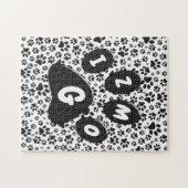Dog Paws Black and White Polka Dot Jigsaw Puzzle (Horizontal)