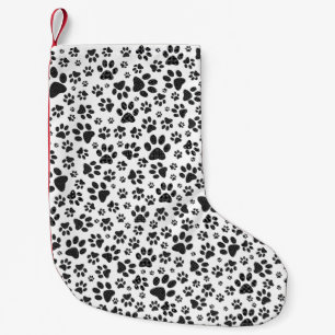 Dog Paws Black and White Polka Dot Kleiner Weihnachtsstrumpf
