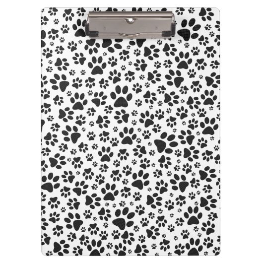 Dog Paws Black and White Polka Dot Klemmbrett (Vorderseite)