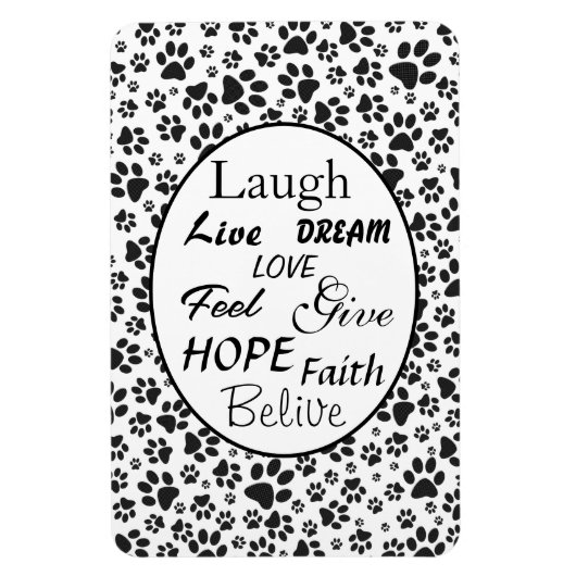 Dog Paws Black and White Polka Dot Magnet (Vertikal)