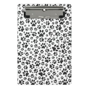 Dog Paws Black and White Polka Dot Mini Klemmbrett