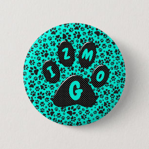 Dog Paws Black and White Polka Dot on viviviviane  Button