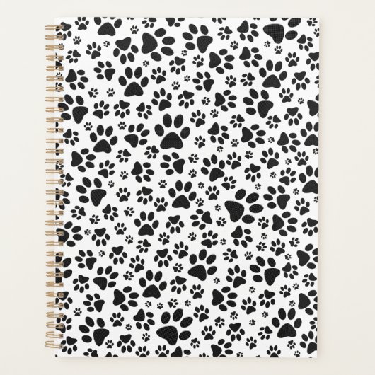 Dog Paws Black and White Polka Dot Planer (Vorderseite)