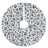 Dog Paws Black and White Polka Dot Polyester Weihnachtsbaumdecke (Vorderseite)