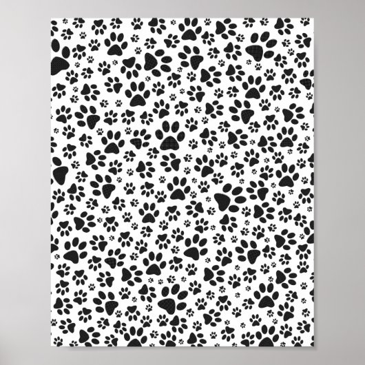 Dog Paws Black and White Polka Dot Poster (Vorne)
