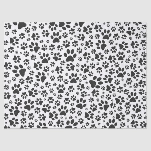 Dog Paws Black and White Polka Dot Seidenpapier (Vorderseite)