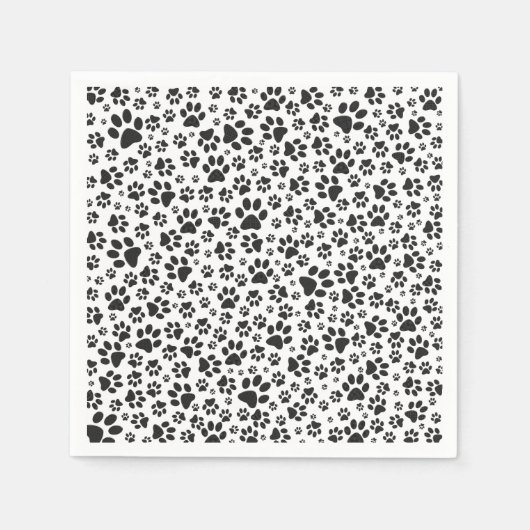 Dog Paws Black and White Polka Dot Serviette (Vorderseite)