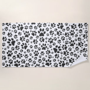 Dog Paws Black and White Polka Dot Strandtuch