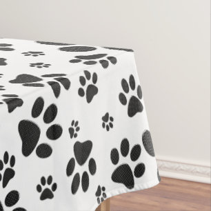 Dog Paws Black and White Polka Dot  Tischdecke