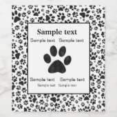 Dog Paws Black and White Polka Dot Weinetikett (Einzelnes Label)