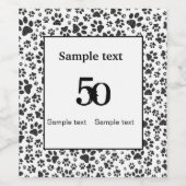 Dog Paws Black and White Polka Dot Weinetikett (Einzelnes Label)