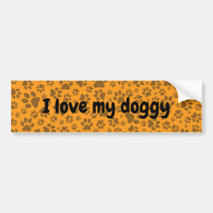 Dog Paws Black & White Polka Dot auf Dahlia Orange Autoaufkleber