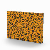 Dog Paws Black & White Polka Dot auf Dahlia Orange Fotoblock (Rechts)