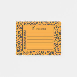 Dog Paws Black & White Polka Dot auf Dahlia Orange Post-it Klebezettel