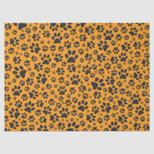 Dog Paws Black & White Polka Dot auf Dahlia Orange Seidenpapier