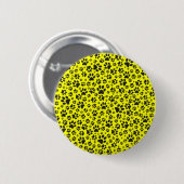 Dog Paws Black & White Polka Dot auf gelb Button (Vorne & Hinten)