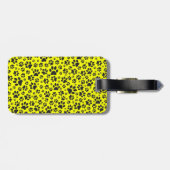 Dog Paws Black & White Polka Dot auf gelb Gepäckanhänger (Rückseite horizontal)