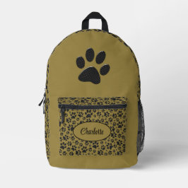 Dog Paws Black & White Polka Dot auf militärischem Bedruckter Rucksack