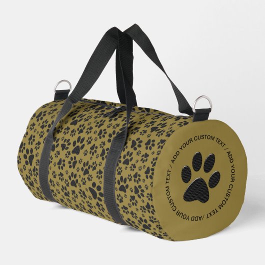 Dog Paws Black & White Polka Dot auf militärischem Duffle Bag (Linke Seite)