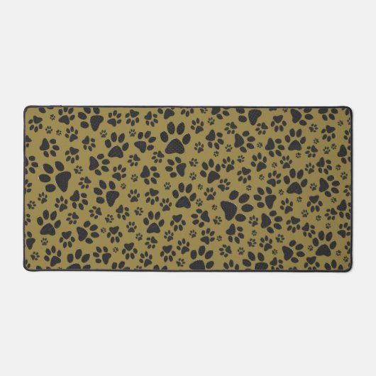 Dog Paws Black & White Polka Dot auf militärischem Schreibtischunterlage (Vorderseite)