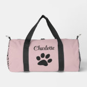 Dog Paws Black & White Polka Dot auf rosa Charlott Duffle Bag (Vorderseite)