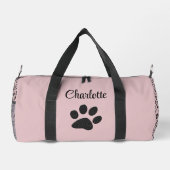 Dog Paws Black & White Polka Dot auf rosa Charlott Duffle Bag (Rückseite)
