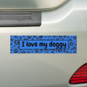 Dog Paws Black & White Polka Dot auf Tech Blue Autoaufkleber (Auf Auto)