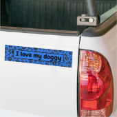 Dog Paws Black & White Polka Dot auf Tech Blue Autoaufkleber (Auf Lkw)