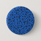 Dog Paws Black & White Polka Dot auf Tech Blue Button (Vorderseite)