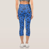 Dog Paws Black & White Polka Dot auf Tech Blue Cap Capri Leggings (Rückseite)